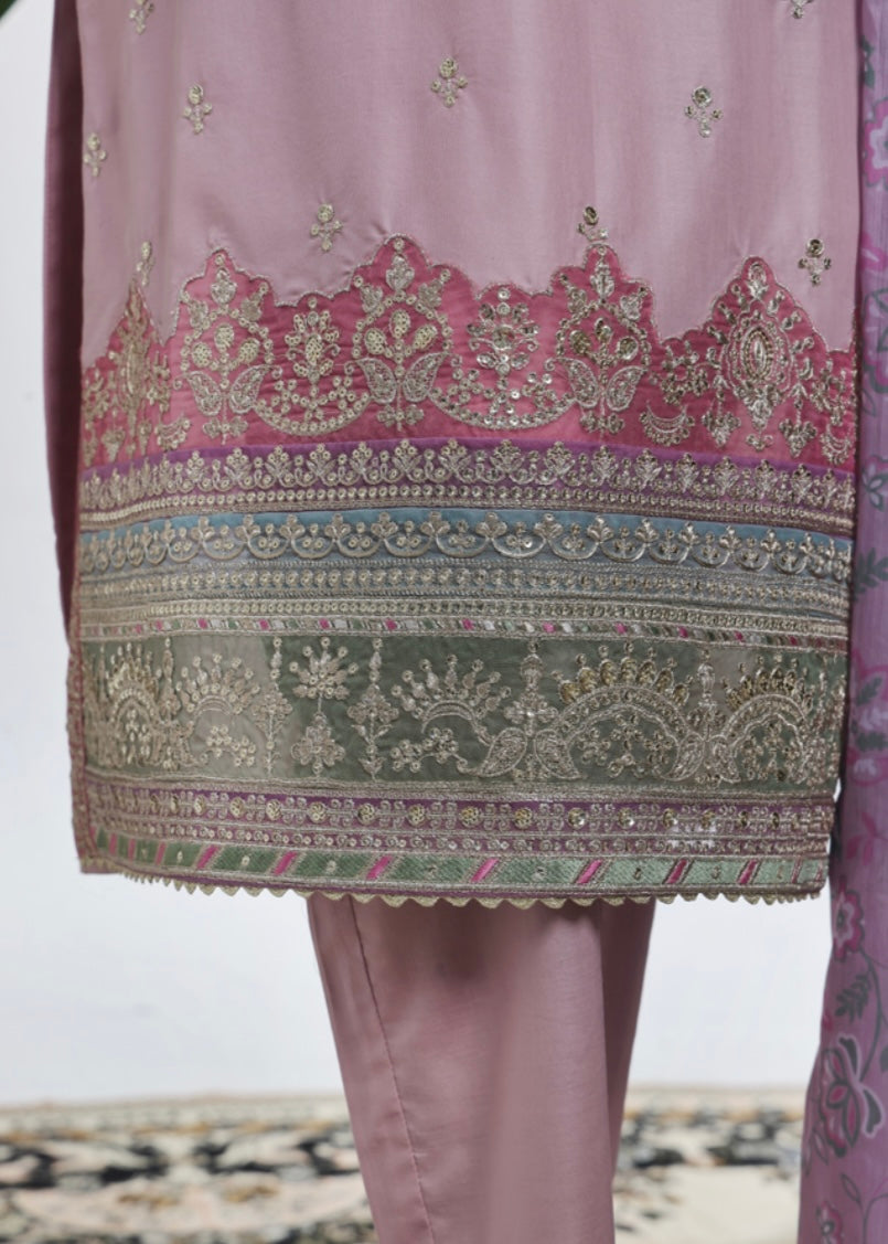 MCBS2001-LUXURY EMBROIDERED COTTON SUIT WITH CHIFFON DUPATTA