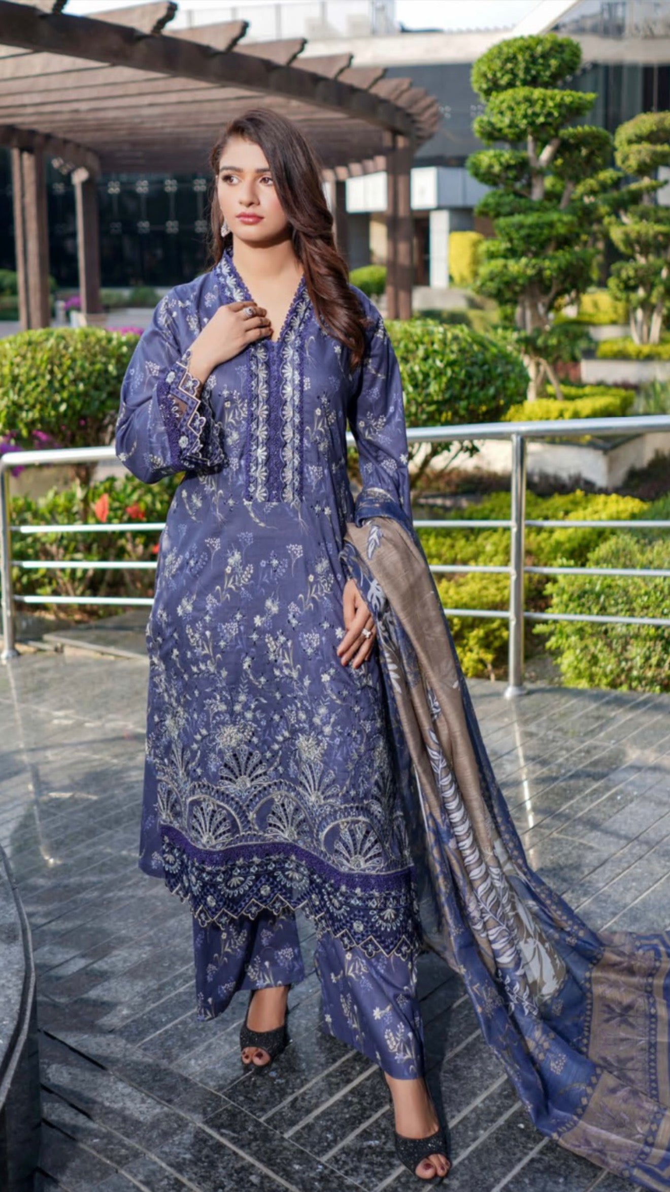 MCMR110-EMBROIDERED LAWN SUIT