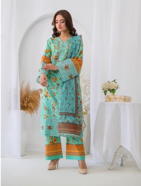 MCAB105-PREMIUM LAWN SUIT WITH CHIFFON DUPATTA
