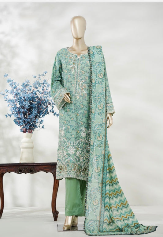 MCBS867-PREMIUM EMBROIDERED LAWN SUIT