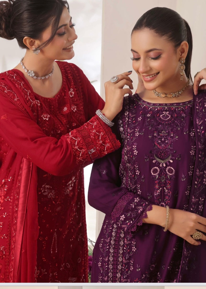 MCWU102-CHIFFON EMBROIDERED GHARARA COLLECTION