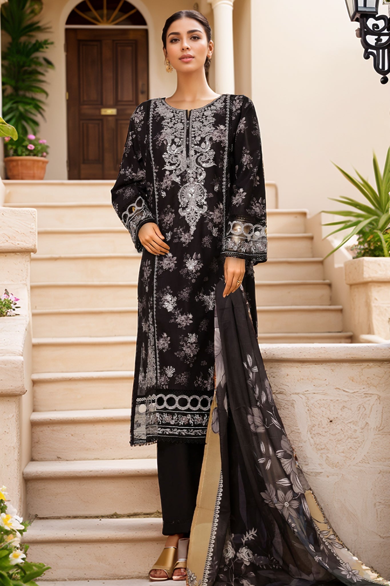 MCSBS110-PREMIUM EMBROIDERED LAWN SUIT