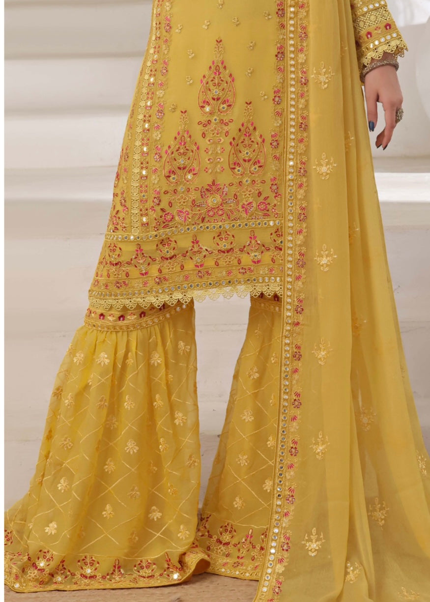 MCWU105-CHIFFON EMBROIDERED GHARARA COLLECTION