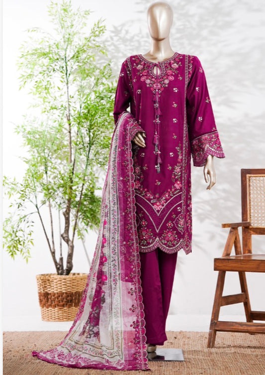 MCBS129-PREMIUM EMBROIDERED LAWN SUIT