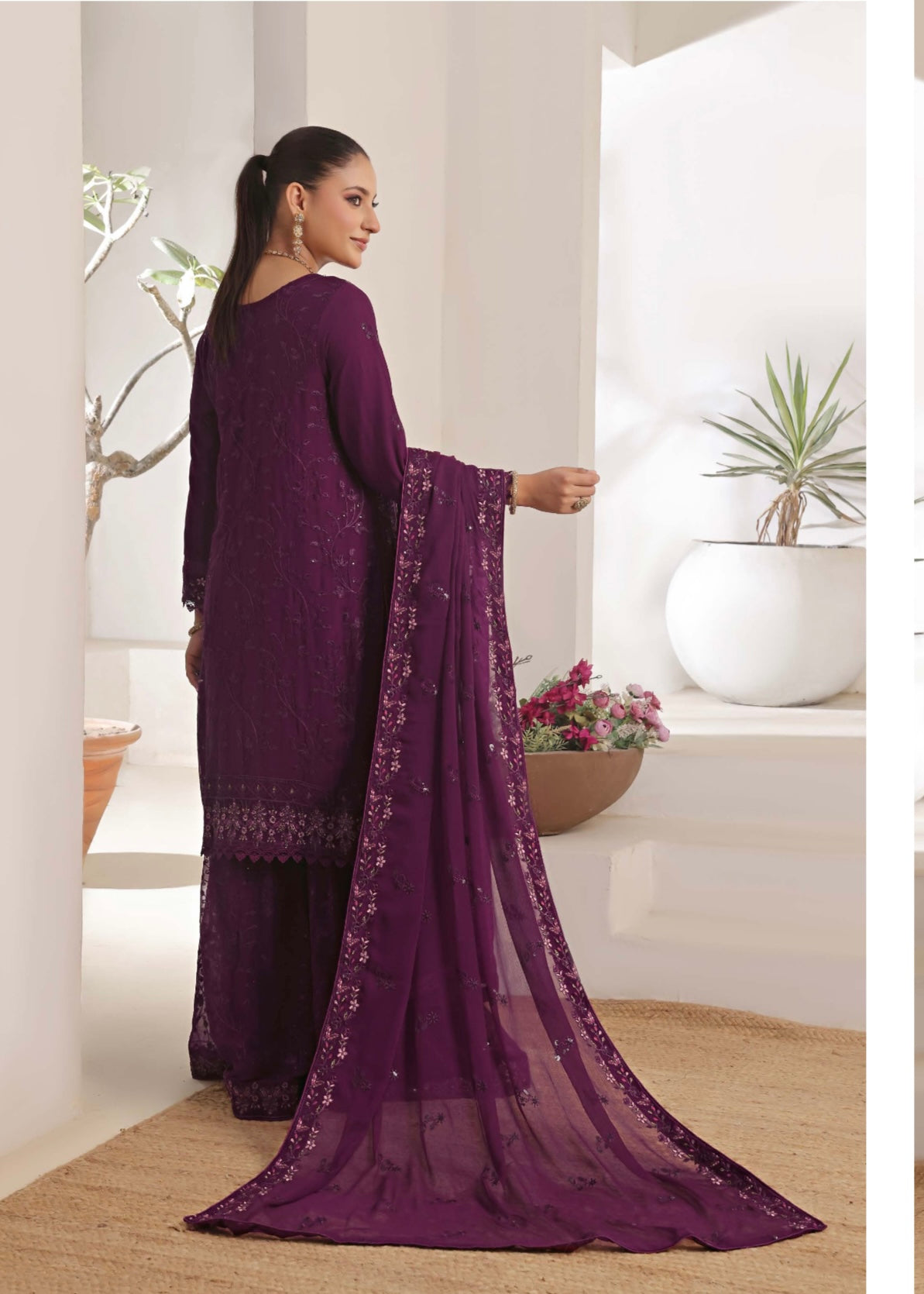 MCWU102-CHIFFON EMBROIDERED GHARARA COLLECTION