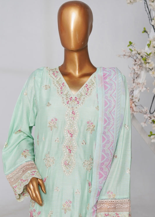 MCBSS104-LUX EMBROIDERED SATIN SILK SUIT WITH CHIFFON DUPATTA