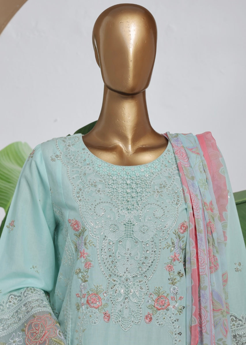 MCBS2004-LUXURY EMBROIDERED COTTON SUIT WITH CHIFFON DUPATTA