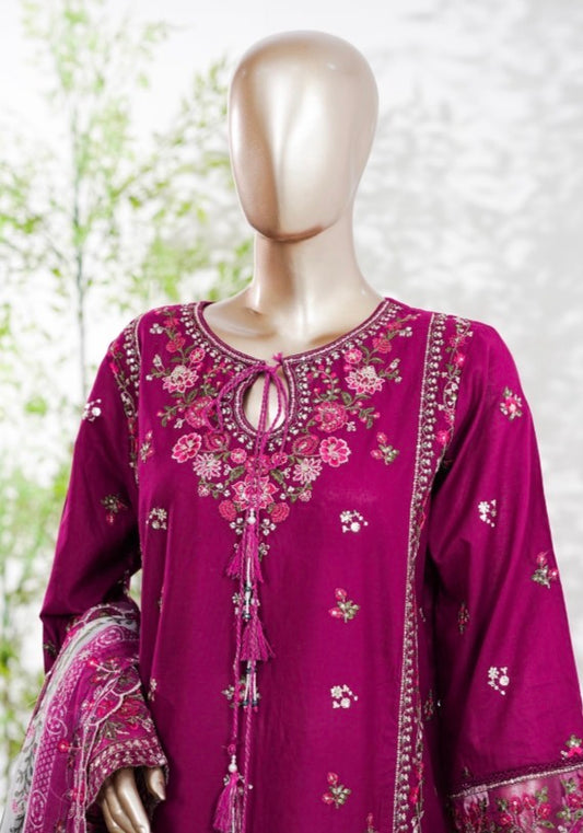 MCBS129-PREMIUM EMBROIDERED LAWN SUIT