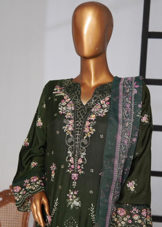 MCBSS105-LUX EMBROIDERED SATIN SILK SUIT WITH CHIFFON DUPATTA
