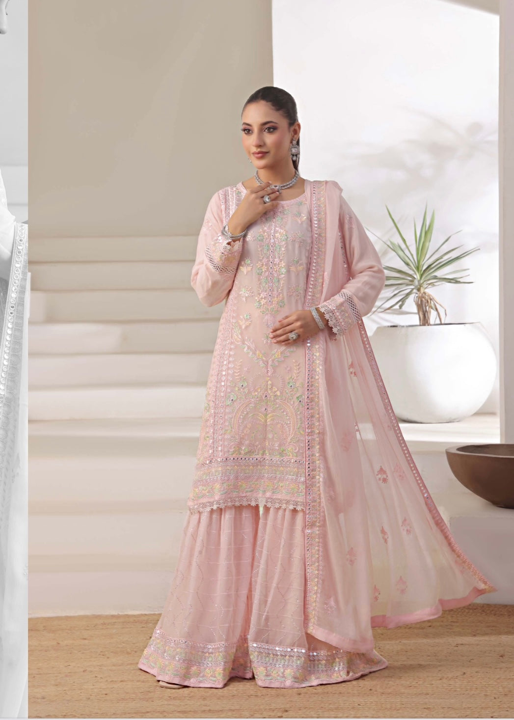 MCWU103-CHIFFON EMBROIDERED GHARARA COLLECTION