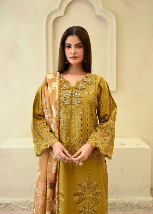 MCHA126-PREMIUM EMBROIDERED COTTON SUIT