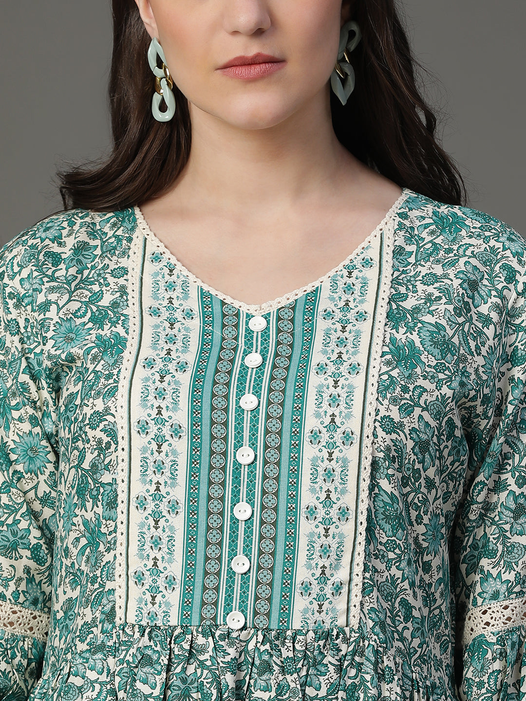 MCALM-2544 Cotton Printed Flared Dress