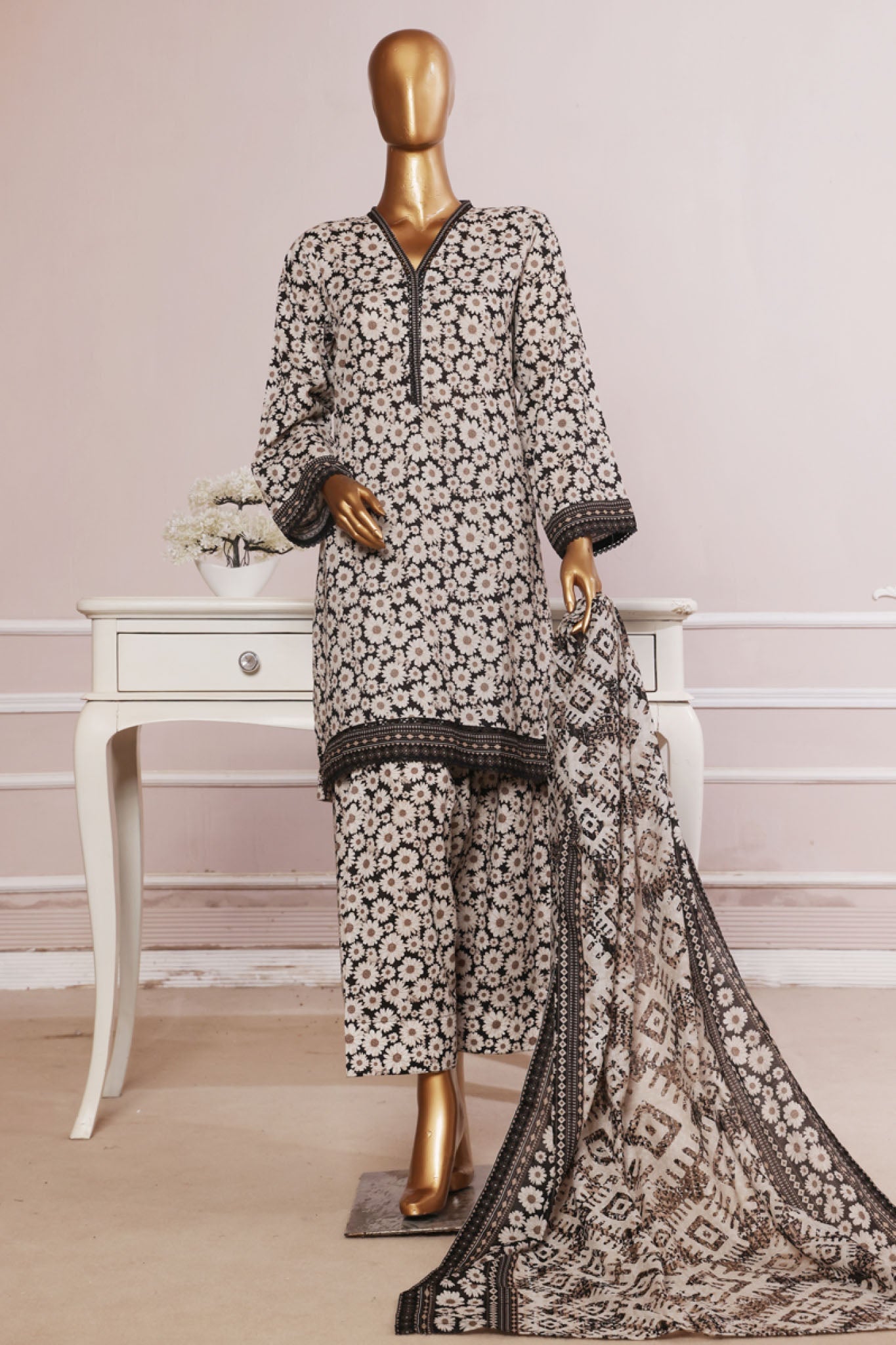 MCBSF105-PRINTED LAWN WITH FARSHI SHALWAR