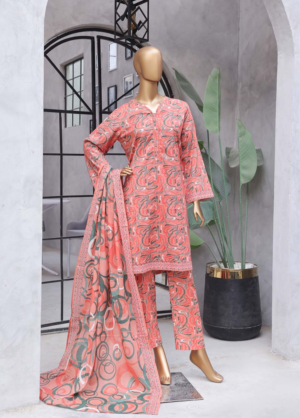 MCBS813-PRINTED LAWN SUIT