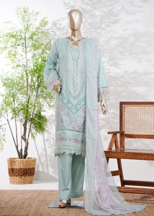 MCBS133-PREMIUM EMBROIDERED LAWN SUIT