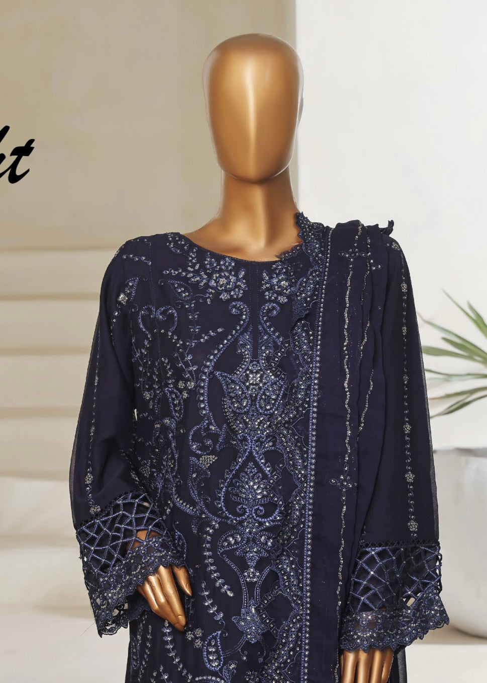 MCSB706-LUXURY CHIFFON EMBROIDERED SUIT