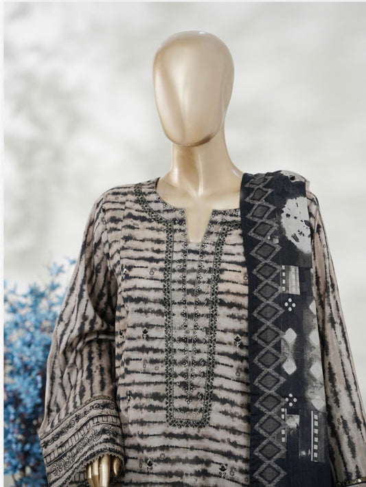 MCBS866-PREMIUM EMBROIDERED LAWN SUIT