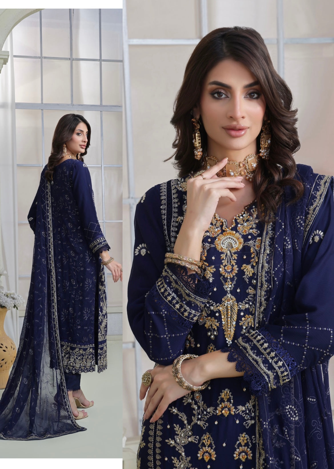 MCWU209-LUXURY CHIFFON EMBROIDERED SUITS