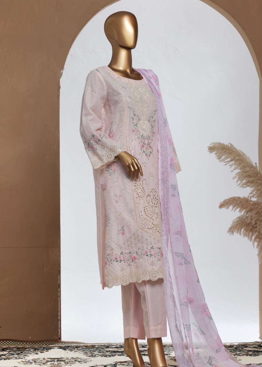 MCBS2005-LUXURY EMBROIDERED COTTON SUIT WITH CHIFFON DUPATTA