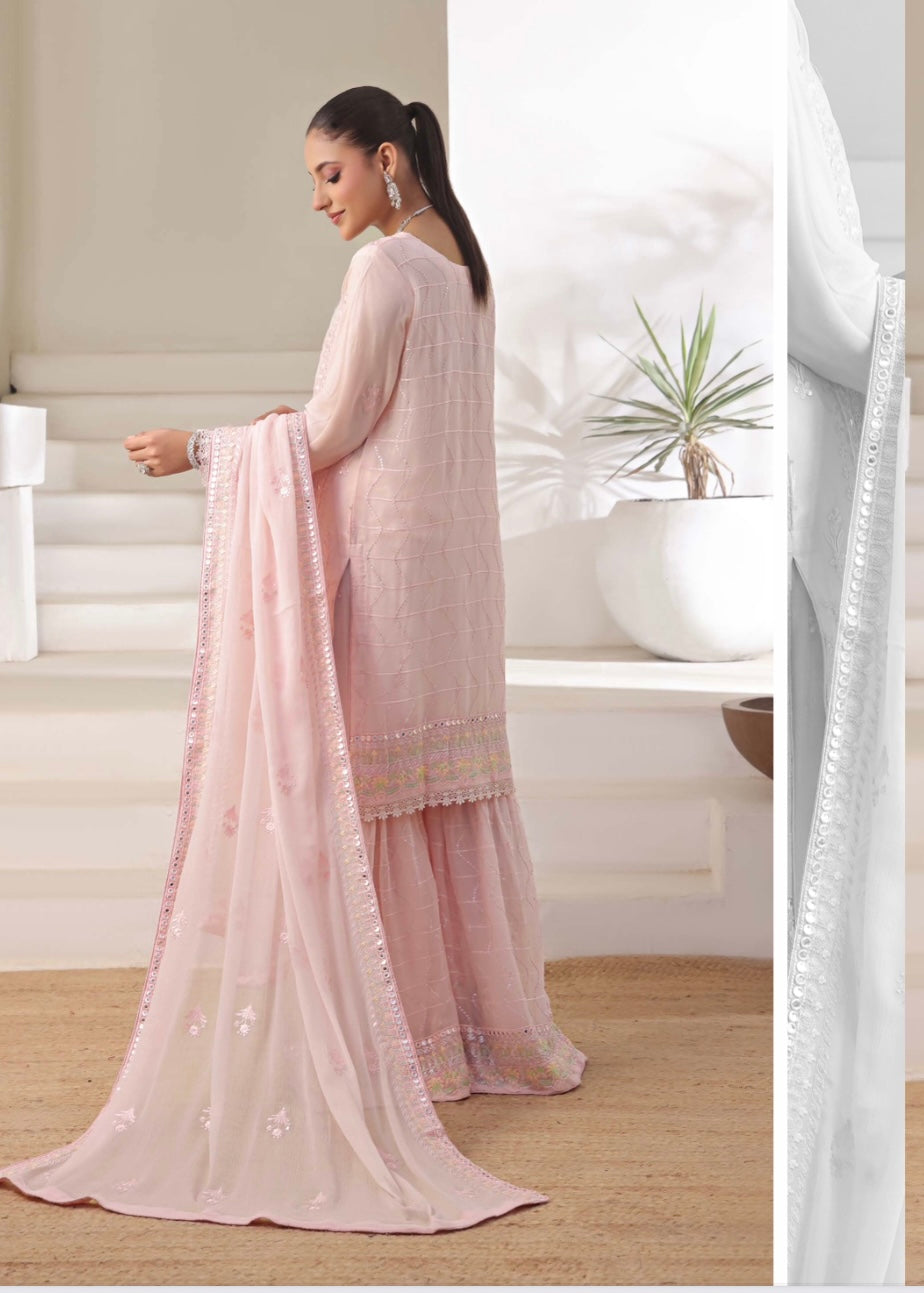 MCWU103-CHIFFON EMBROIDERED GHARARA COLLECTION