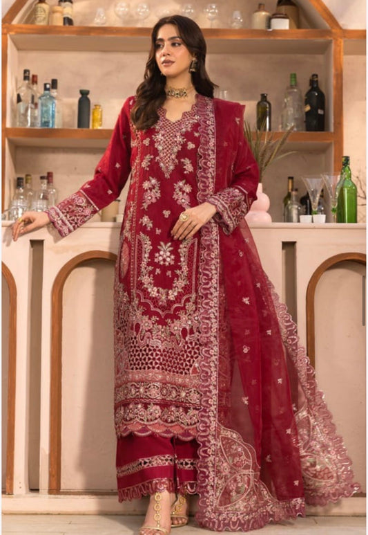 MCH116-LUXURY EMBROIDERED ORGANZA SUIT