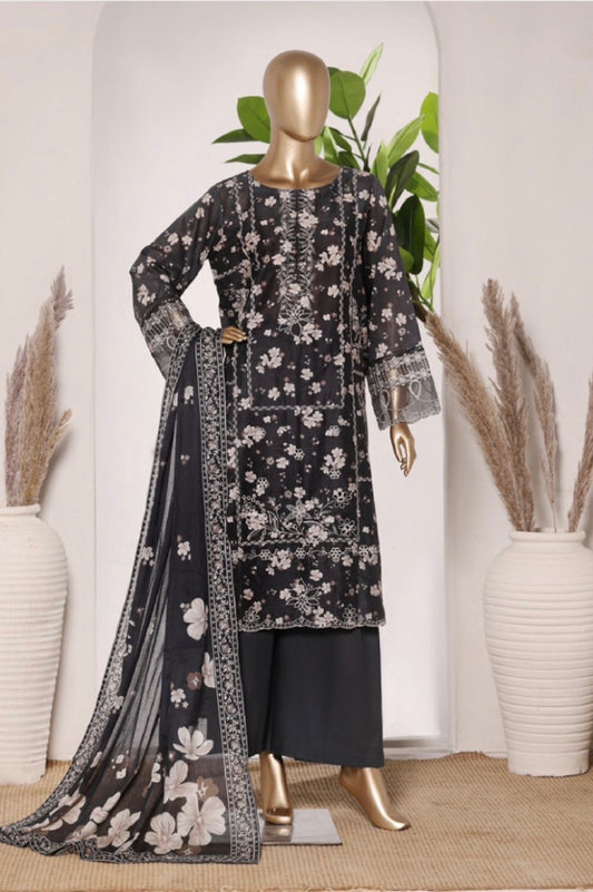 MCBS873-PREMIUM EMBROIDERED LAWN SUIT