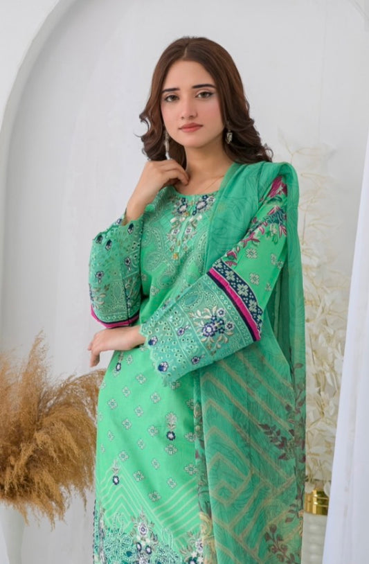 MCAB102-PREMIUM LAWN SUIT WITH CHIFFON DUPATTA