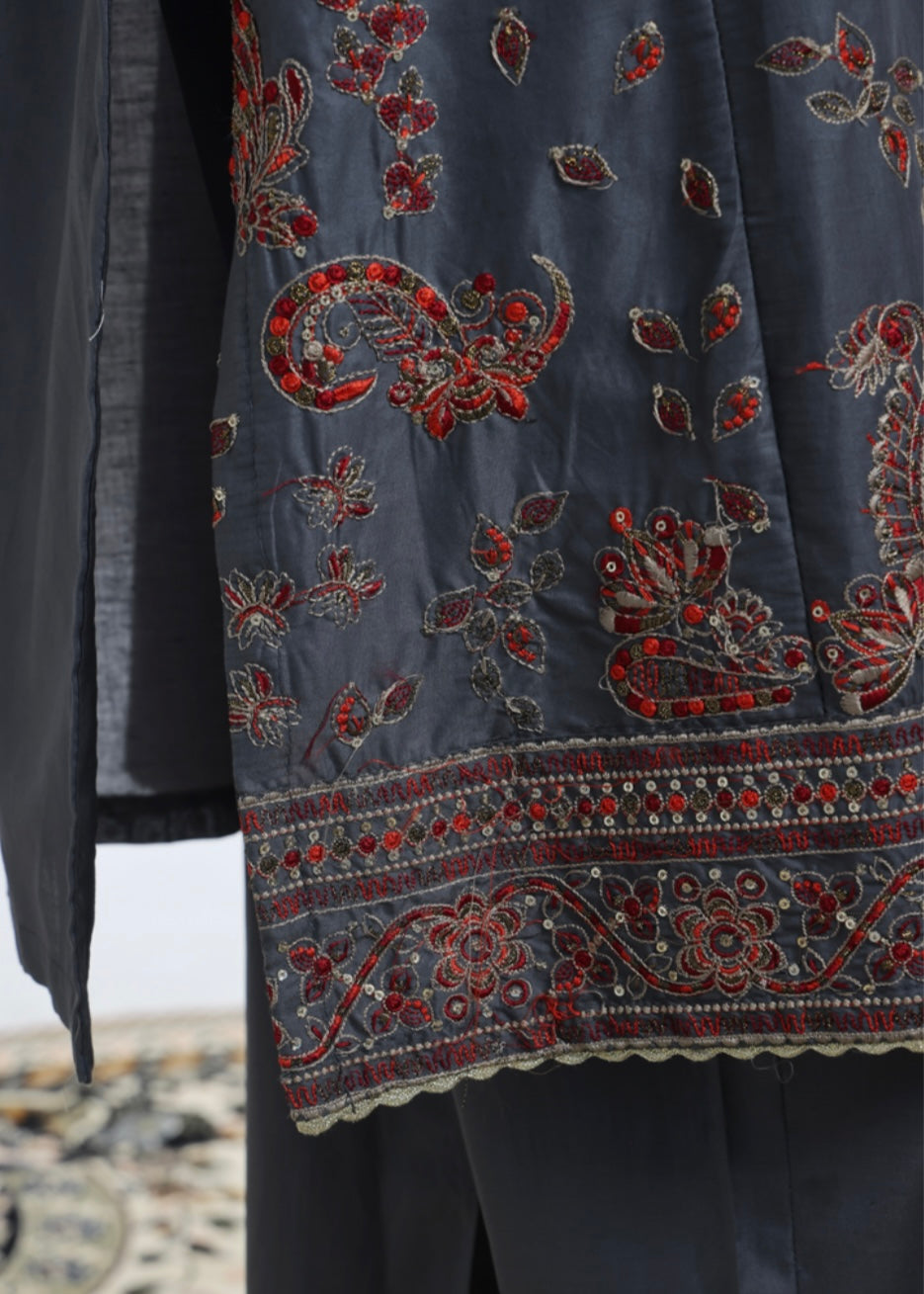 MCBS2006-LUXURY EMBROIDERED COTTON SUIT WITH CHIFFON DUPATTA