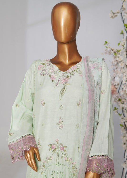 MCBSS107-LUX EMBROIDERED SATIN SILK SUIT WITH CHIFFON DUPATTA