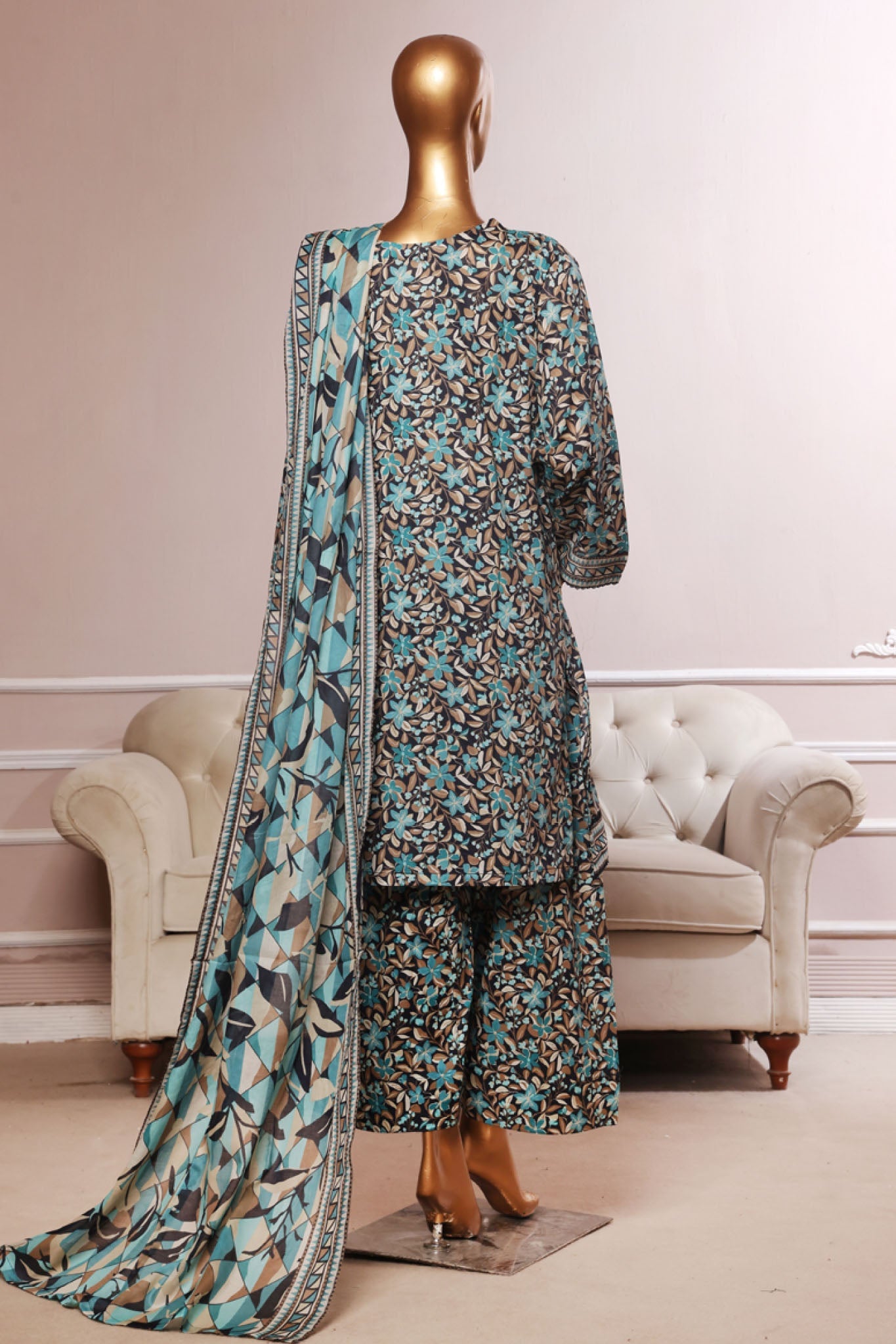 MCBSF109-PRINTED LAWN WITH FARSHI SHALWAR