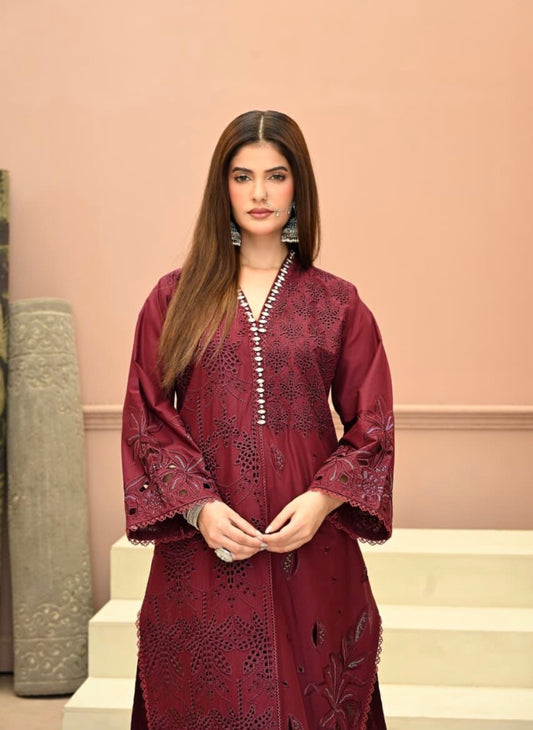 MCHA129-PREMIUM EMBROIDERED COTTON SUIT