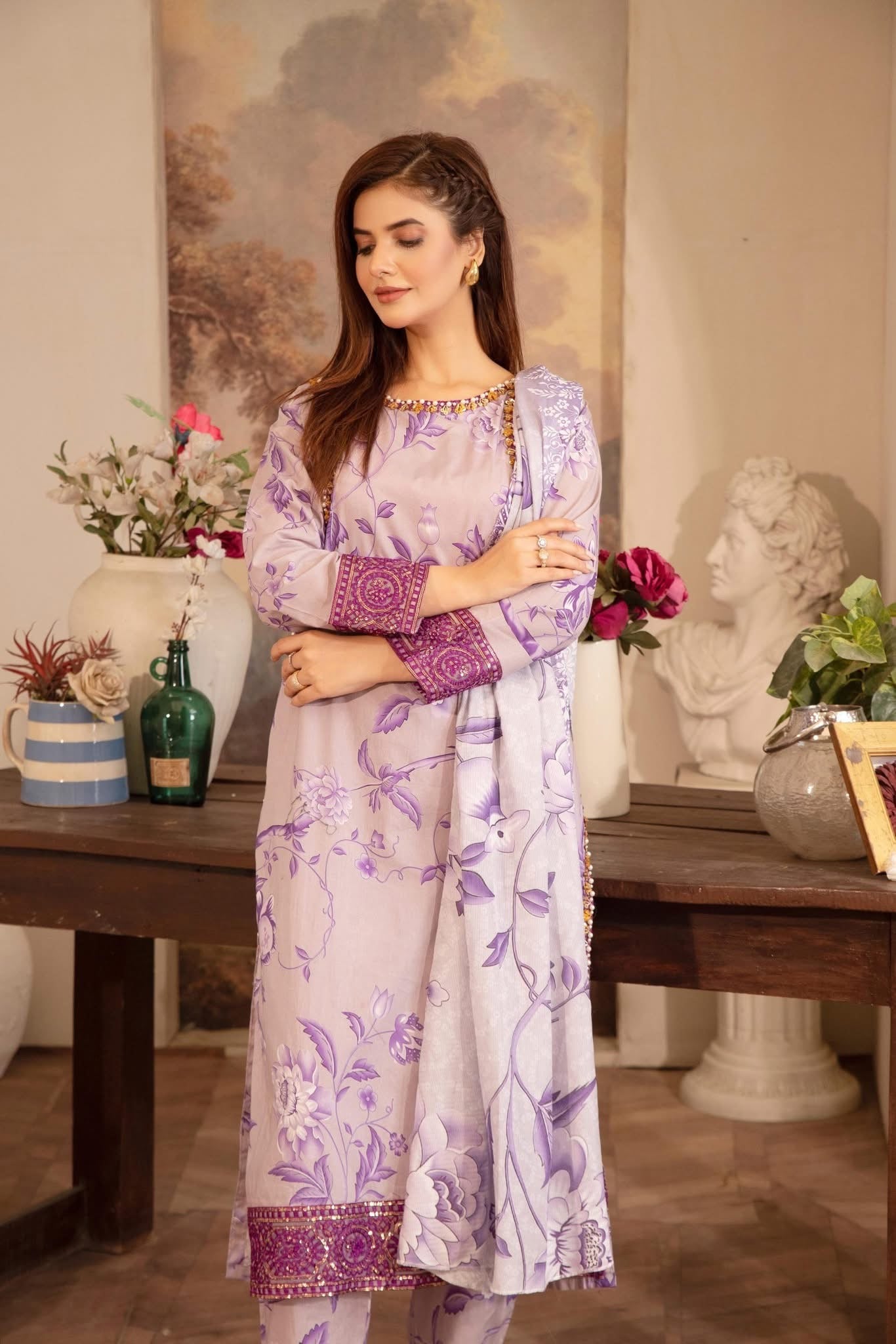 MCMH103-EMBROIDERED LAWN SUIT