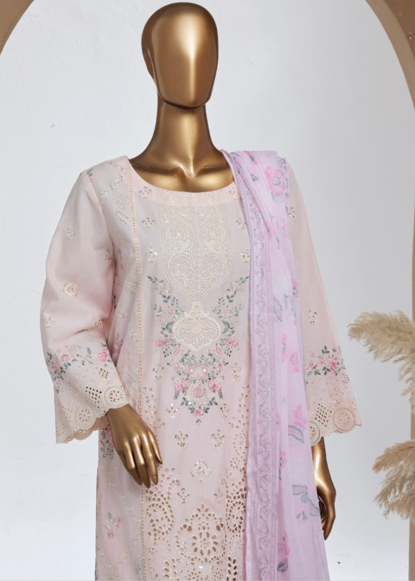 MCBS2005-LUXURY EMBROIDERED COTTON SUIT WITH CHIFFON DUPATTA