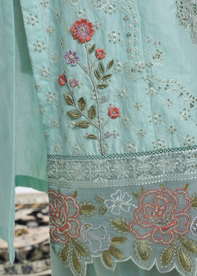 MCBS2004-LUXURY EMBROIDERED COTTON SUIT WITH CHIFFON DUPATTA