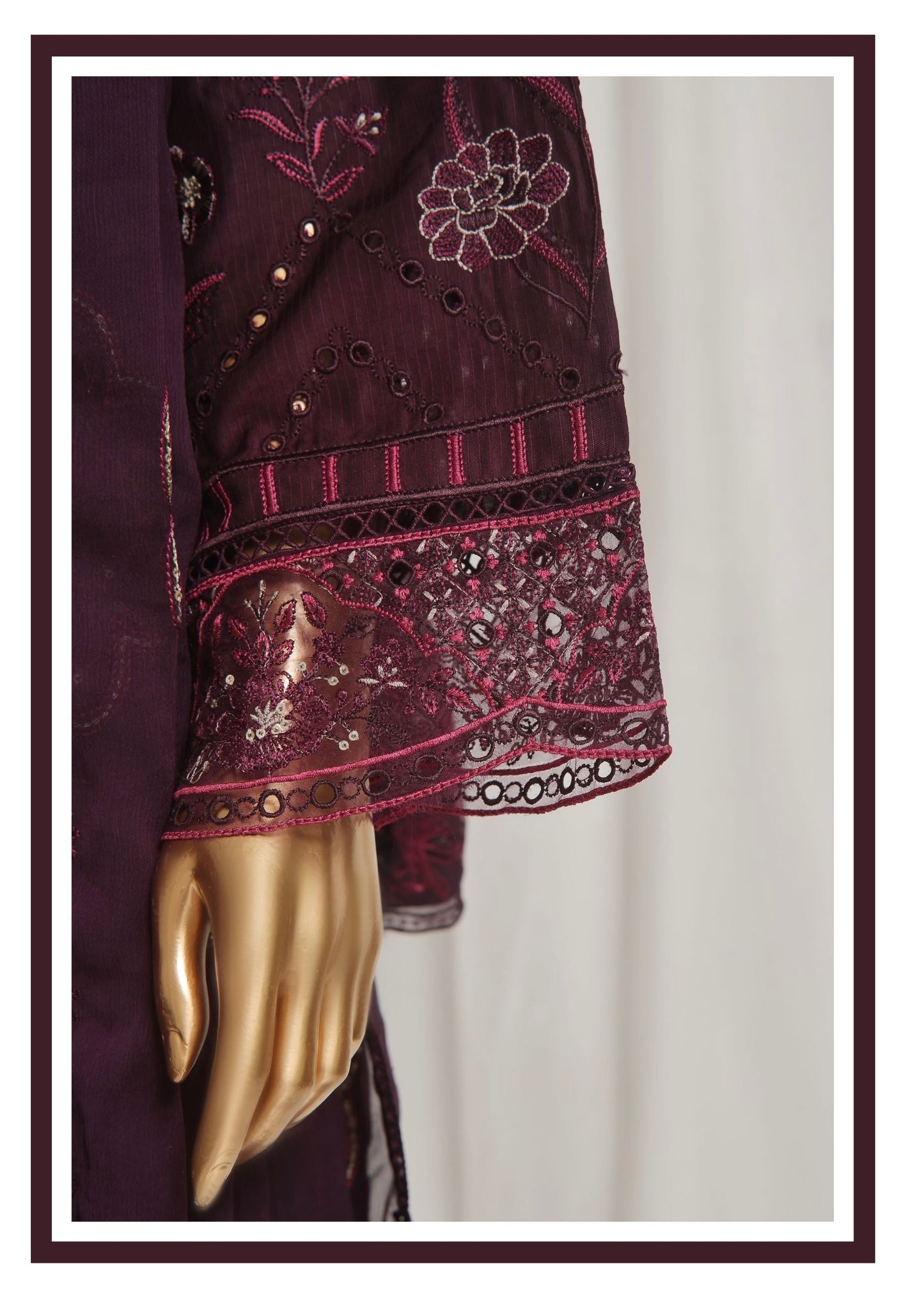 MC155-READY TO WEAR LUXURY EMBROIDERED ROAD SILK COLLECTION WITH CHIFFON DUPATTA
