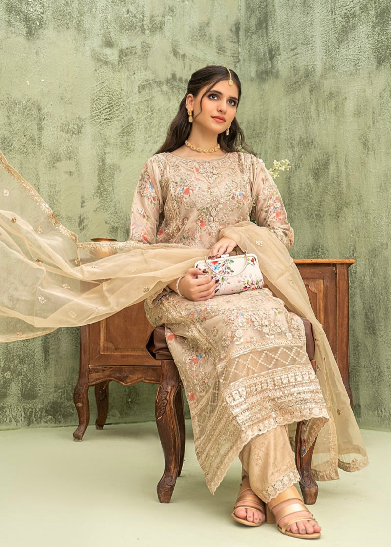 MCBN210-PREMIUM ORGANZA SUIT WITH COMPLIMENTARY GIFT