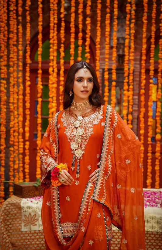 MCSA107-LUXURY EMBROIDERED CHIFFON SUIT