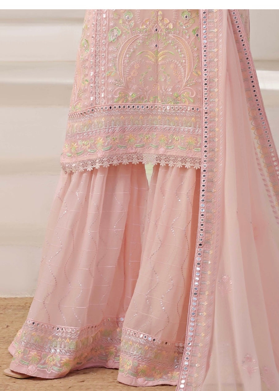 MCWU103-CHIFFON EMBROIDERED GHARARA COLLECTION