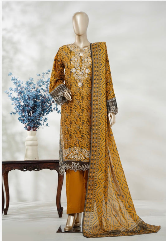 MCBS877-PREMIUM EMBROIDERED LAWN SUIT