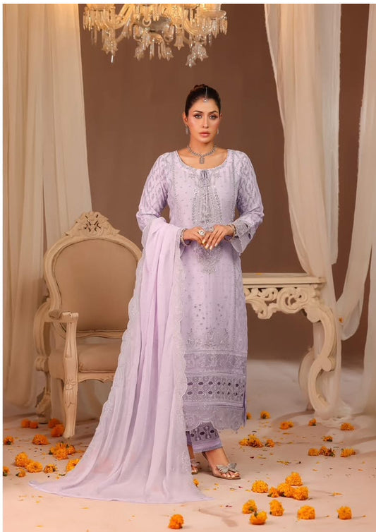 MCNF101-PREMIUM CHIFFON EMBROIDERED SUIT