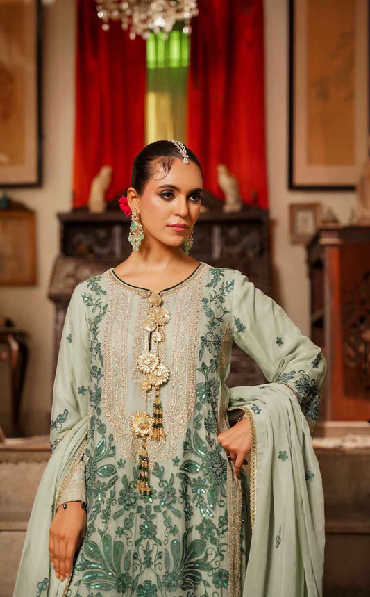 MCSA108-LUXURY EMBROIDERED CHIFFON SUIT