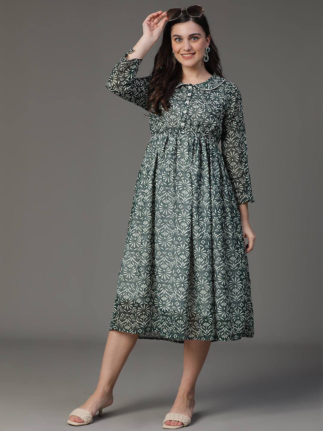 MCALM-2506 Georgette Printed Flared Dress