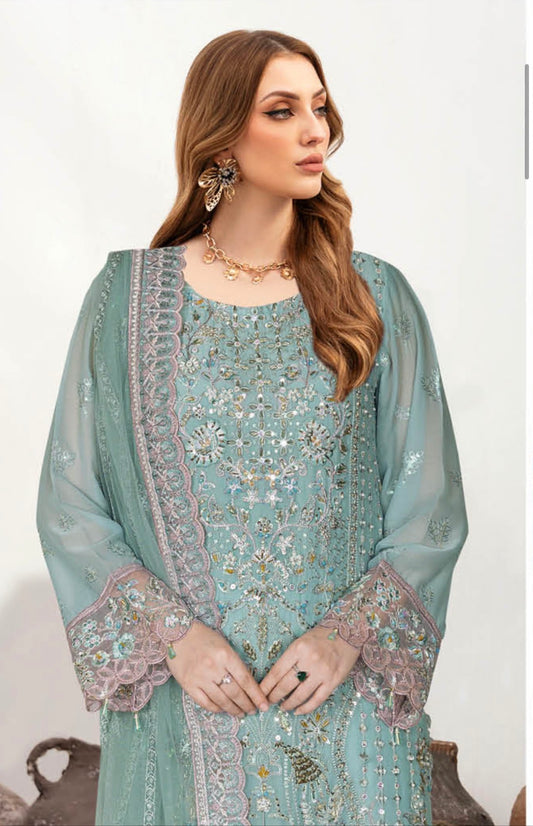 MCR201-PREMIUM CHIFFON EMBROIDERED SUIT