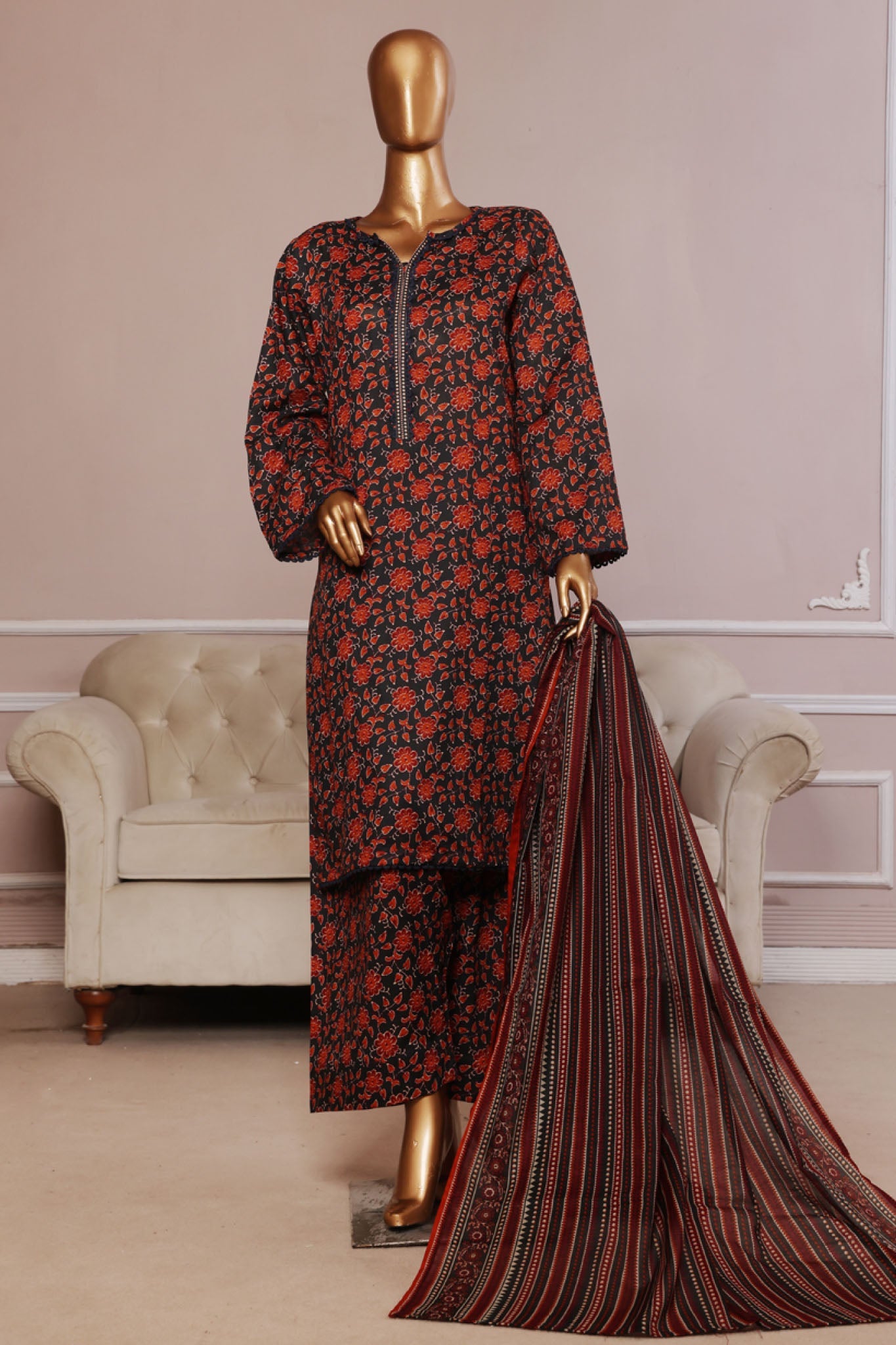 MCBSF108-PRINTED LAWN WITH FARSHI SHALWAR