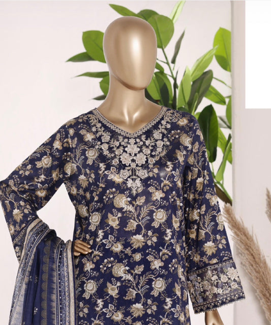 MCBS876-PREMIUM EMBROIDERED LAWN SUIT