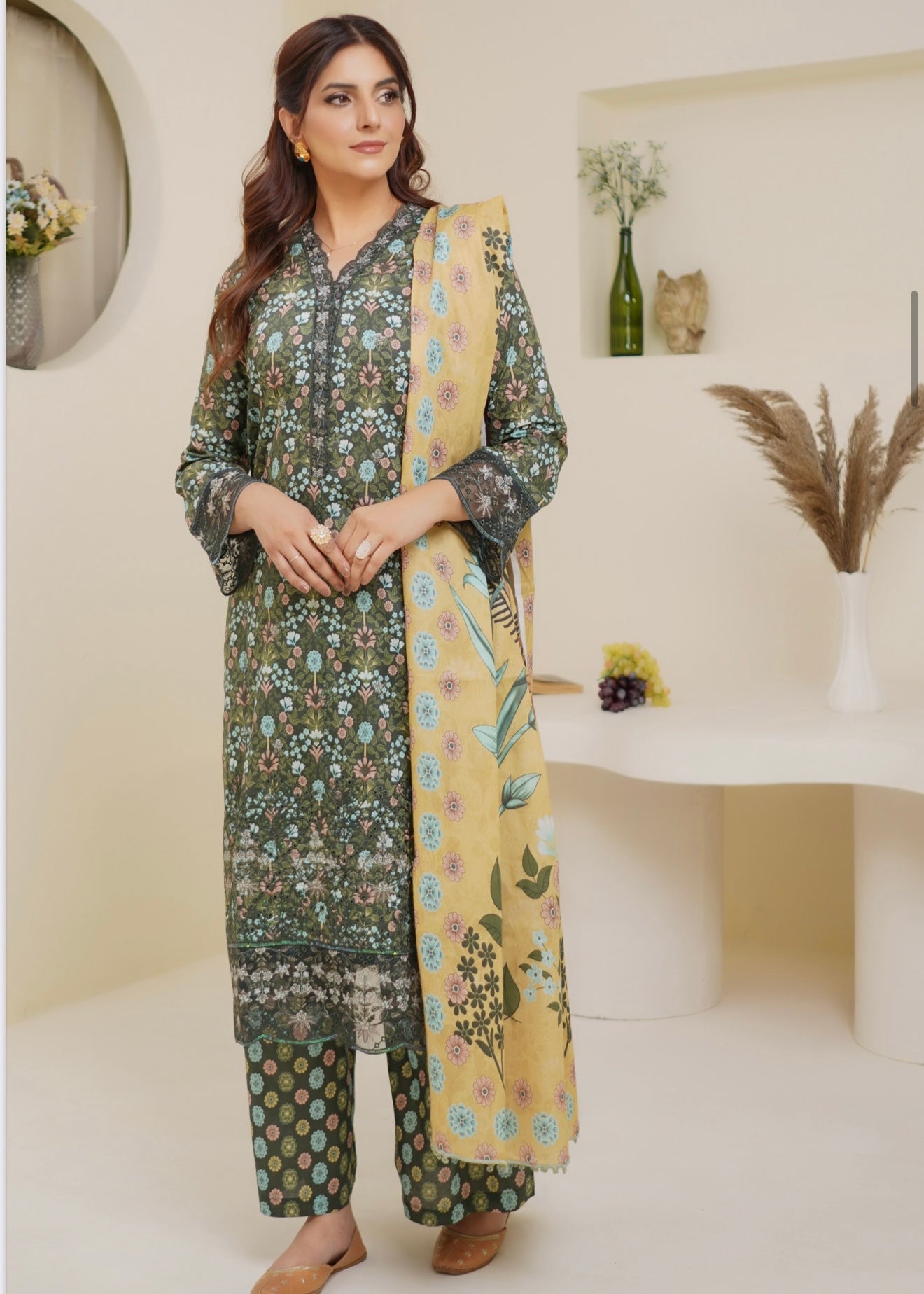 MCMR 210-EMBROIDERED LAWN SUIT