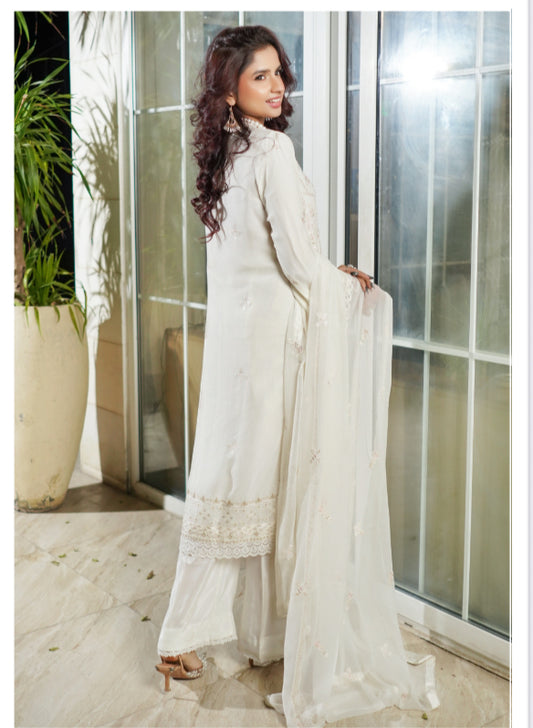 MCAD107-PREMIUM CHIFFON EMBROIDERED SUIT