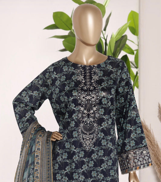 MCBS875-PREMIUM EMBROIDERED LAWN SUIT