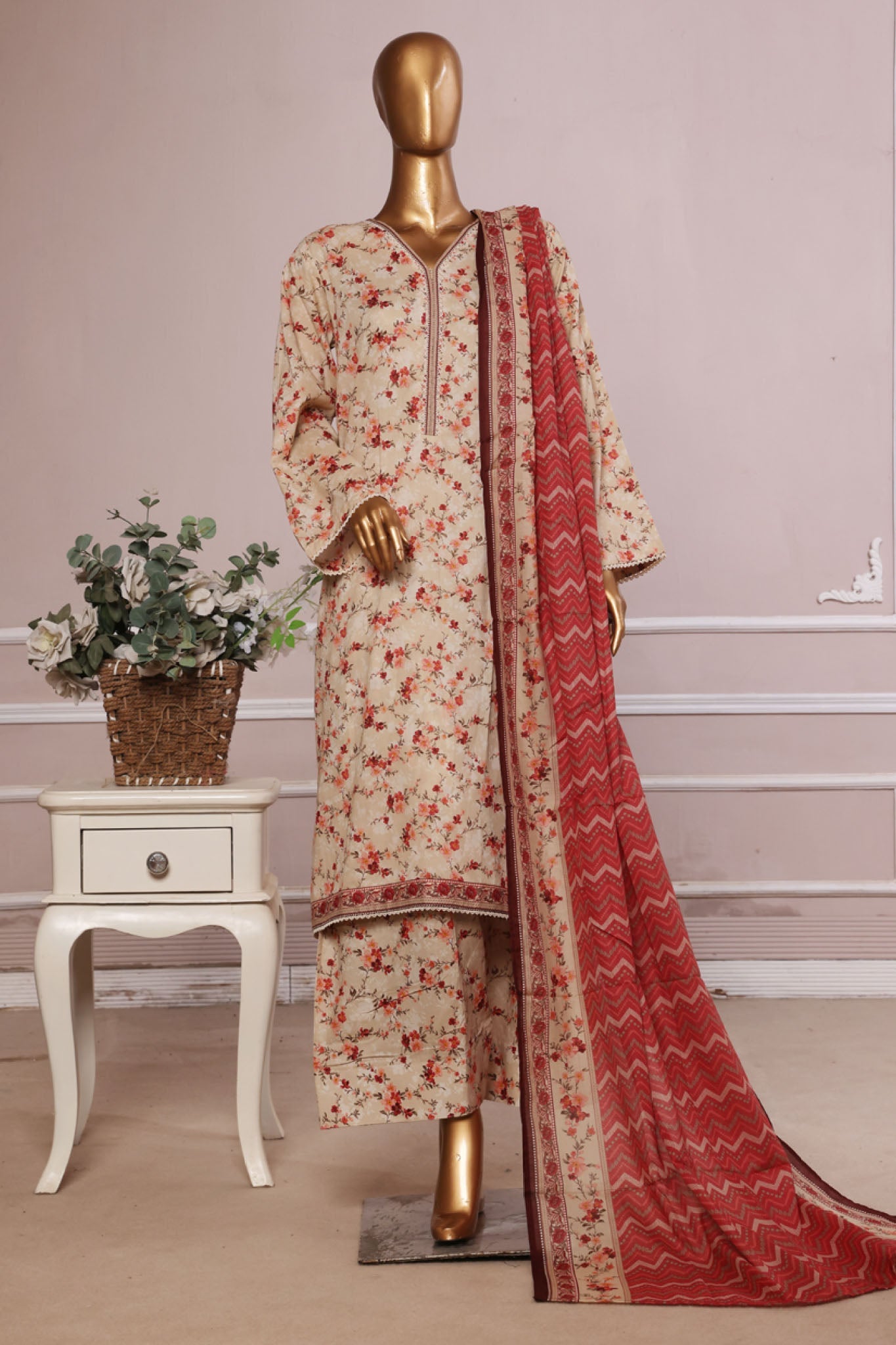 MCBSF106-PRINTED LAWN WITH FARSHI SHALWAR