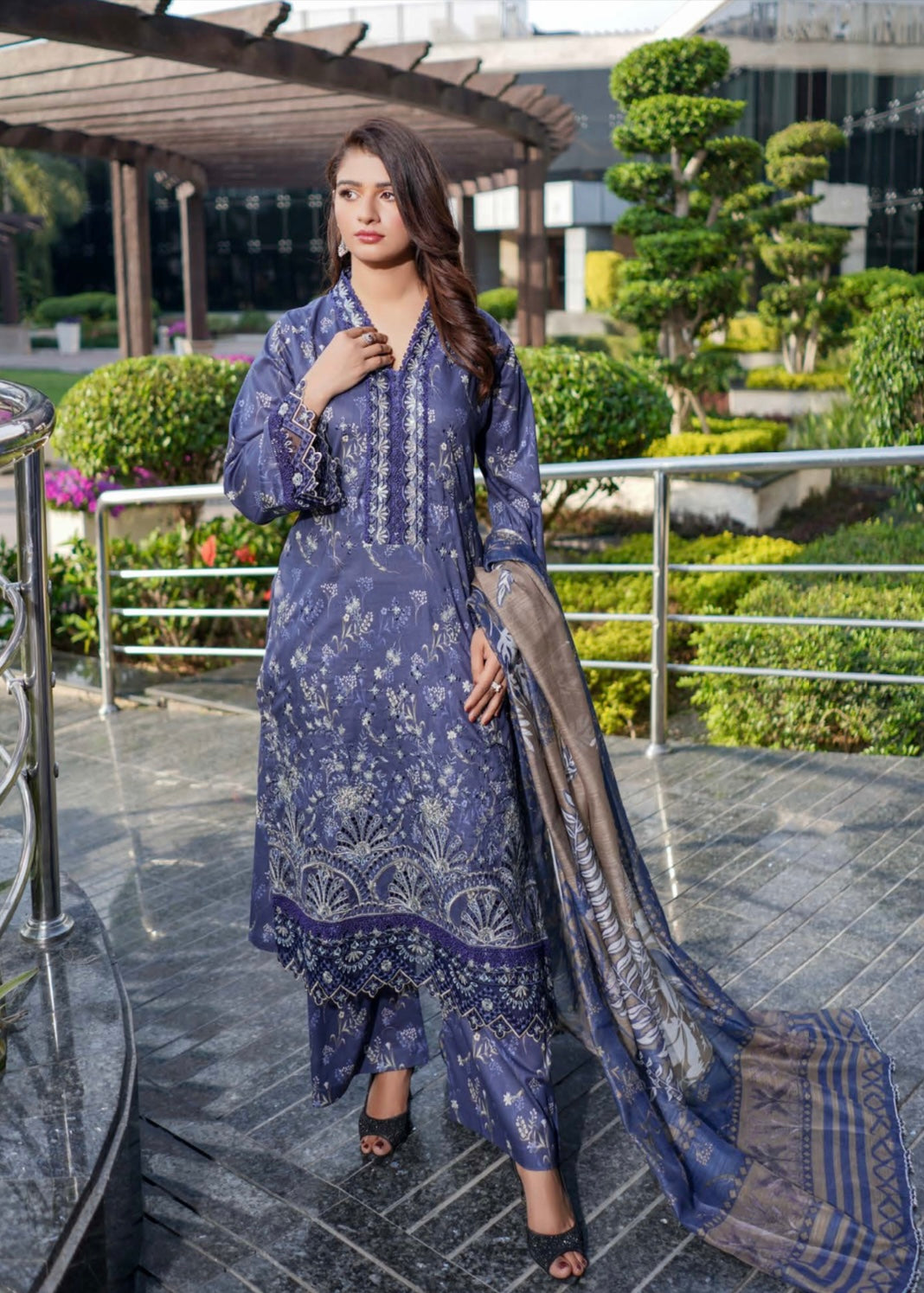 MCMR110-EMBROIDERED LAWN SUIT